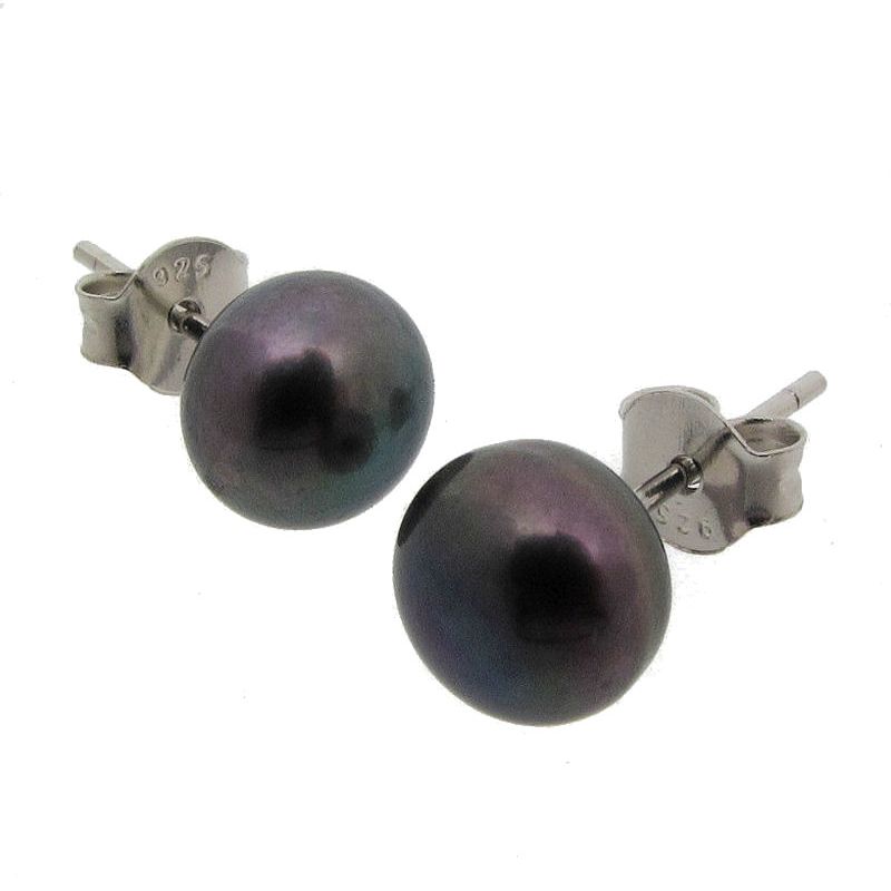 Black Pearl Stud earrings The Silver Shop of Bath