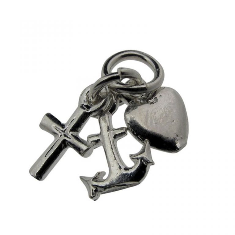 Sterling silver faith, hope and charity charm