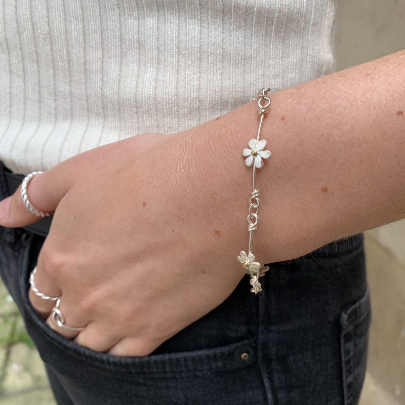 Sterling silver daisy bracelet