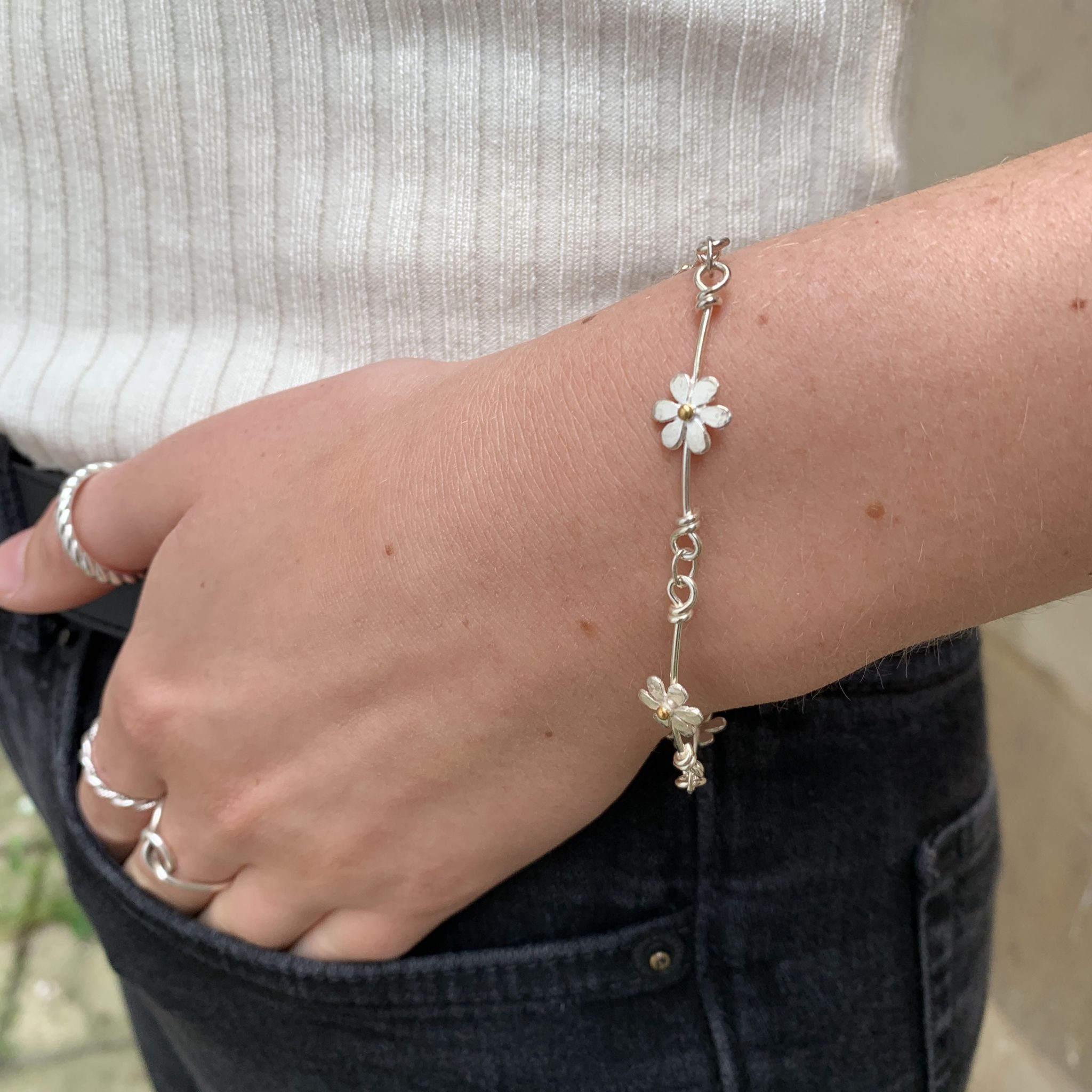 Sterling Silver Daisy Bracelet | Jewellery | EVY Designs