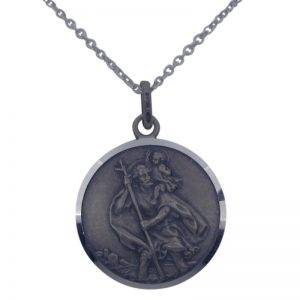 Oxidised Silver St Christopher-0