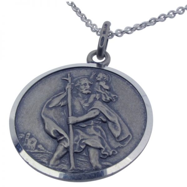 Oxidised Silver St Christopher-428