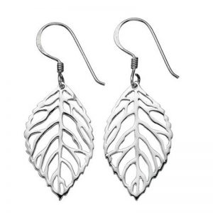 Cut-out Leaf Drop Earrings-0