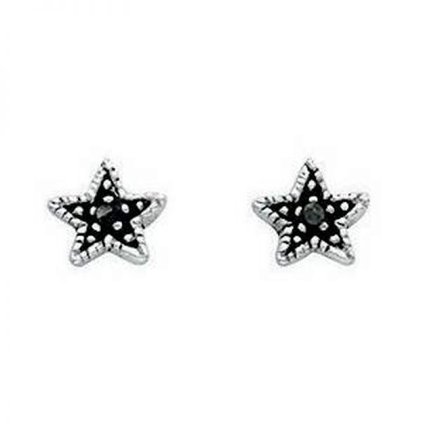 Oxidised Star Stud Earrings-0