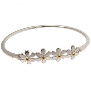 Hinged Silver Daisy Bangle