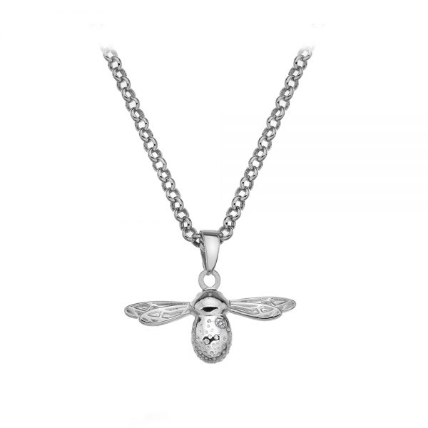 Diamond Silver Bee Necklace