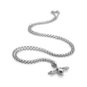 Diamond Silver Bee Necklace