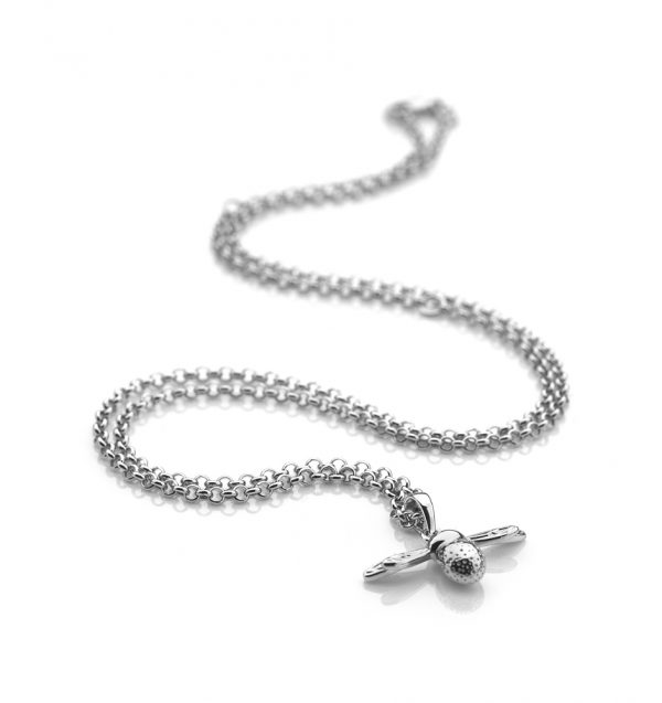 Diamond Silver Bee Necklace