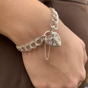 Sterling Silver Double Link Charm Bracelet 7 1/2 Inches - Chain & Findings  Sterling Silver
