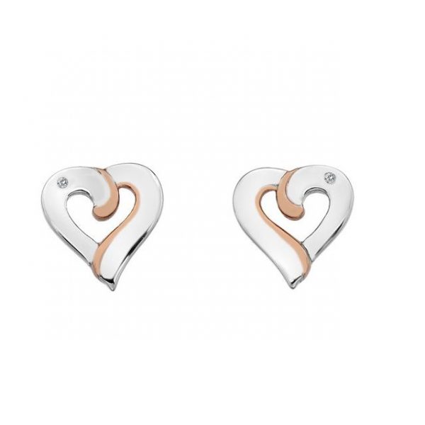 Silver and Rose Gold Diamond Earrings