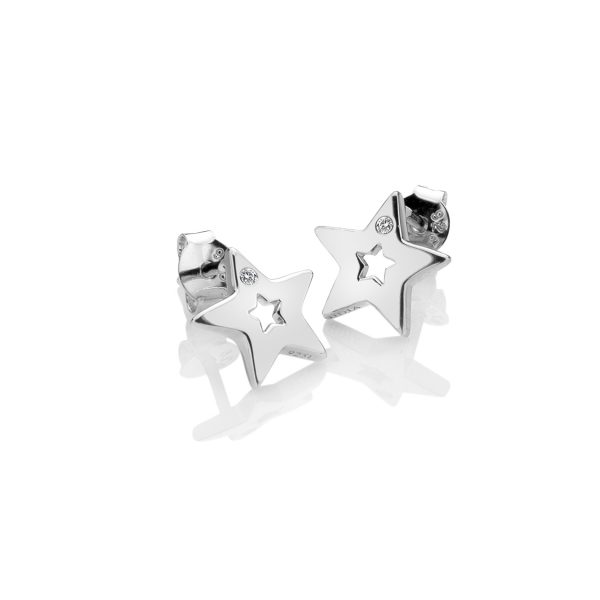 Silver Diamond Star Stud earrings