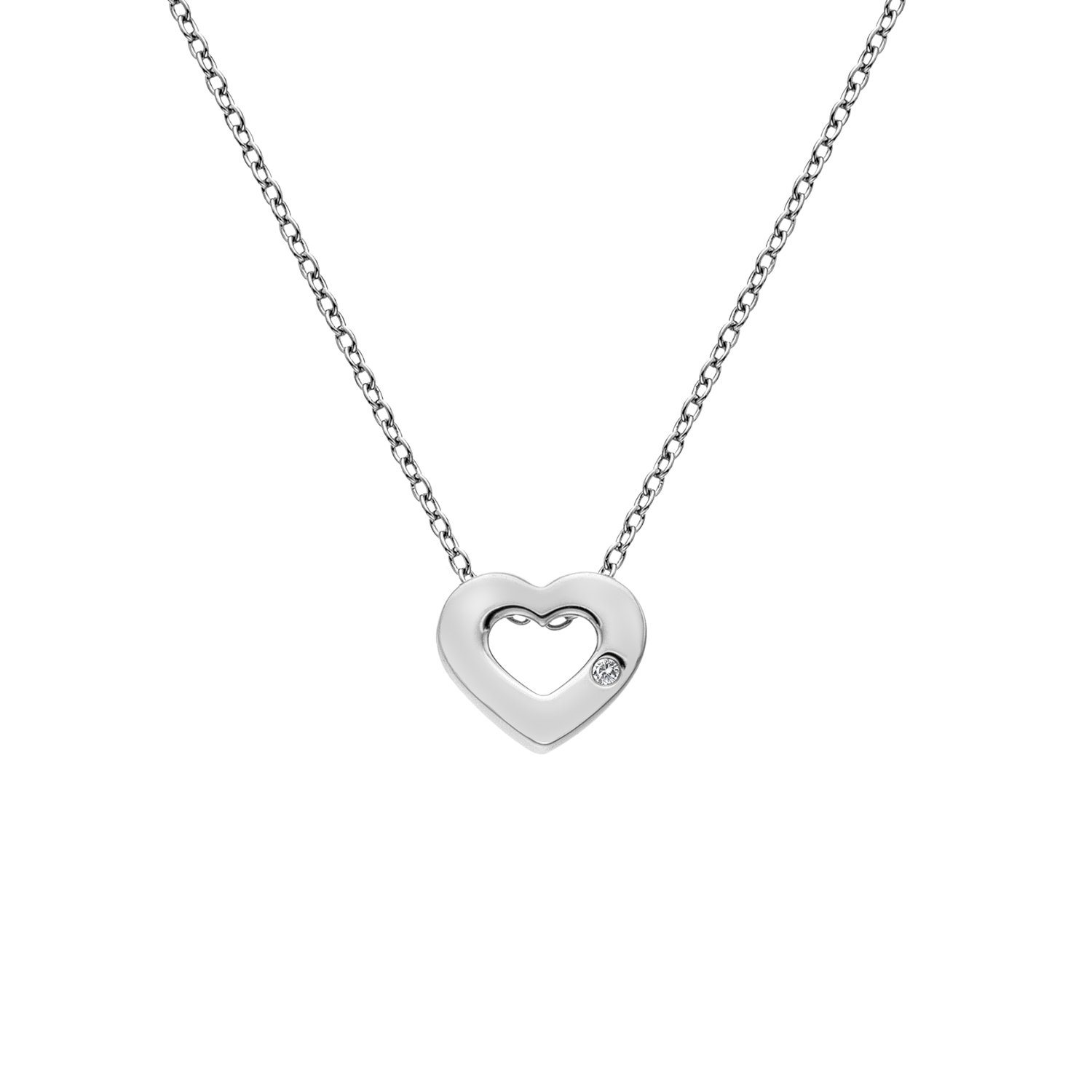Diamond Heart Necklace - The Silver Shop of Bath