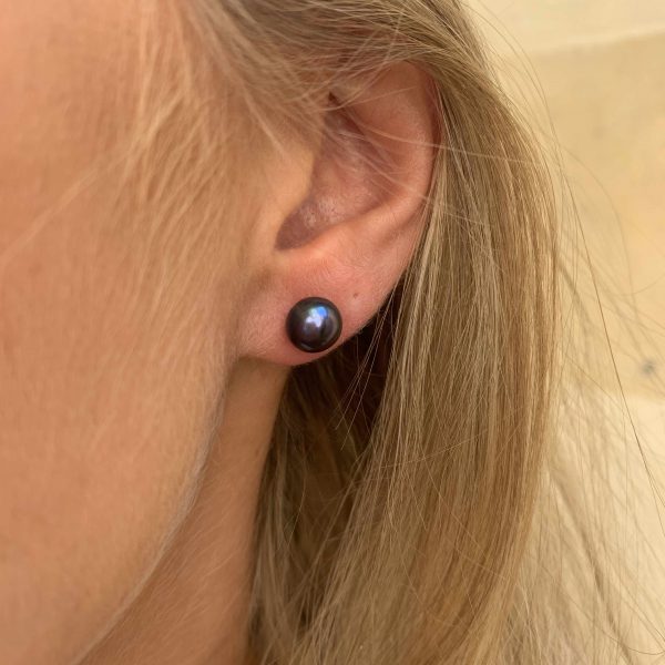 Black Pearl Stud earrings - Image 2