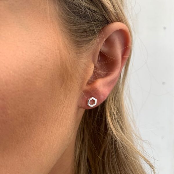 Hexagonal Stud Earrings - Image 3
