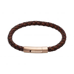 Brown Leather Bracelet with Rose Gold clasp
