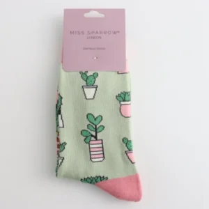 Alternative view of Ladies Cactus Pot Plants Bamboo Socks
