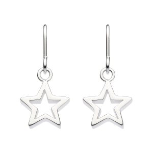 Silver Star Drop Earrings