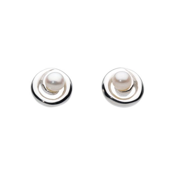 Swirling Pearl Stud Earrings