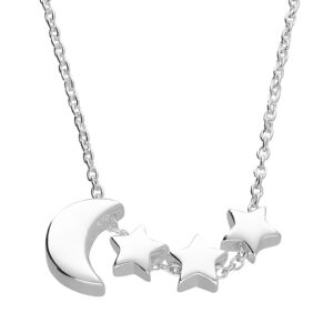Silver Moon and Stars Necklace