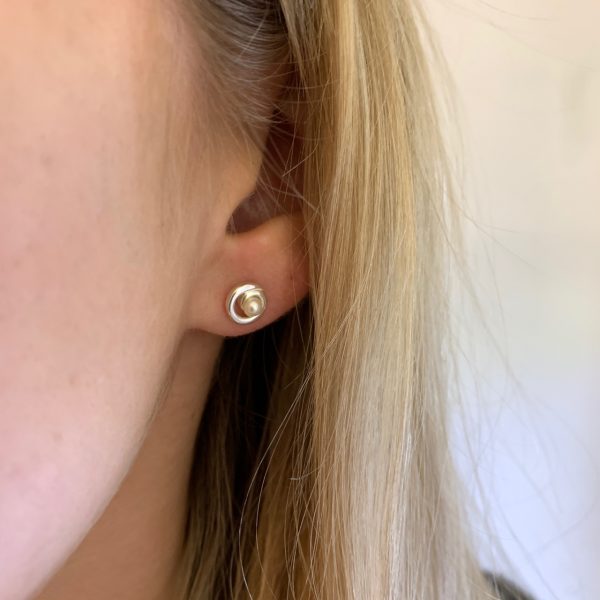 Swirling Pearl Stud Earrings - Image 2