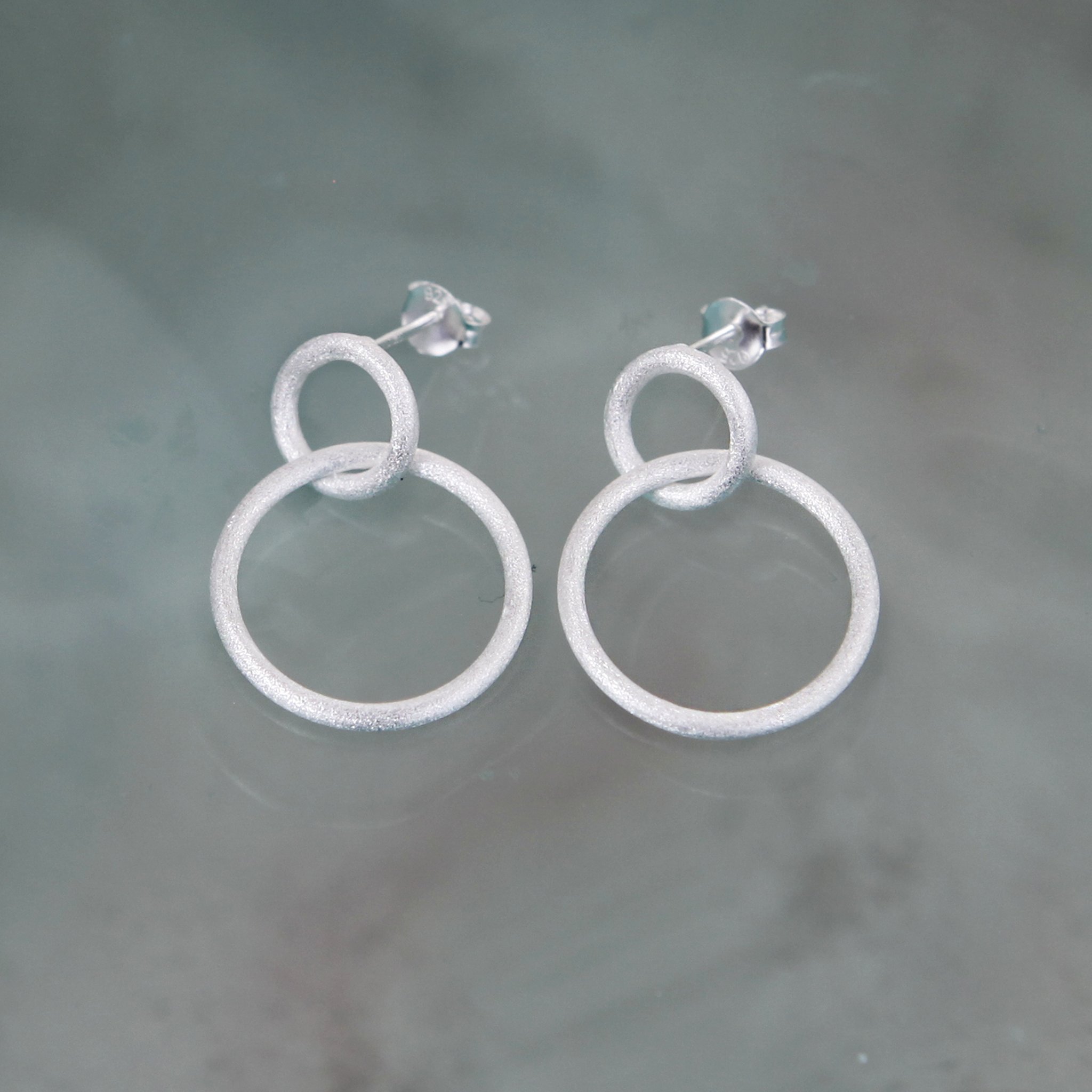 Double Circle Drop Earrings - The Silver Shop of Bath