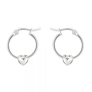 Silver Heart Hoop Earrings