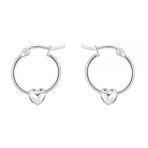 Silver Heart Hoop Earrings