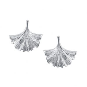 Silver Ginkgo stud earrings