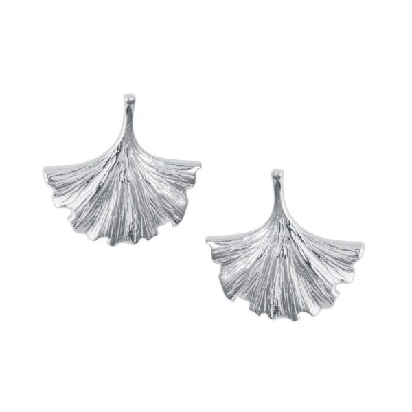 Silver Ginkgo stud earrings