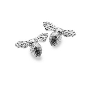 Silver Bee Stud Earrings
