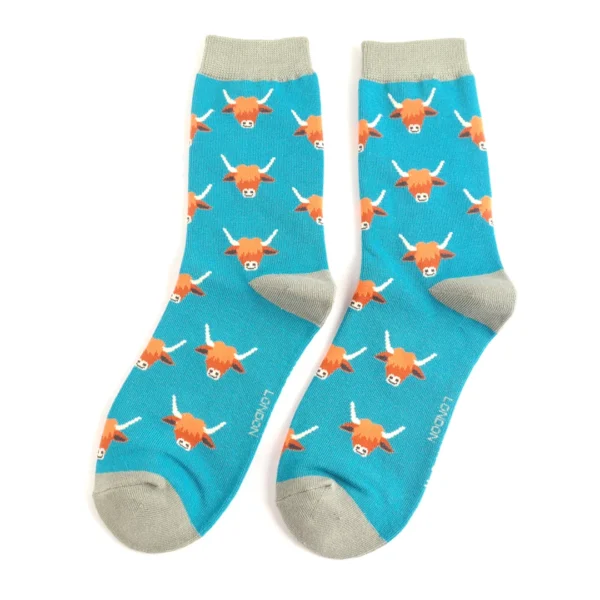 Ladies Highland Cow Bamboo Socks