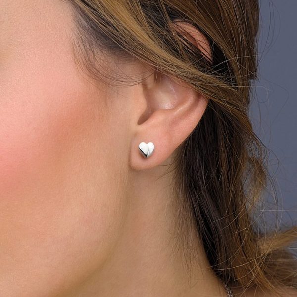 Mini Silver Heart Earrings - Image 2