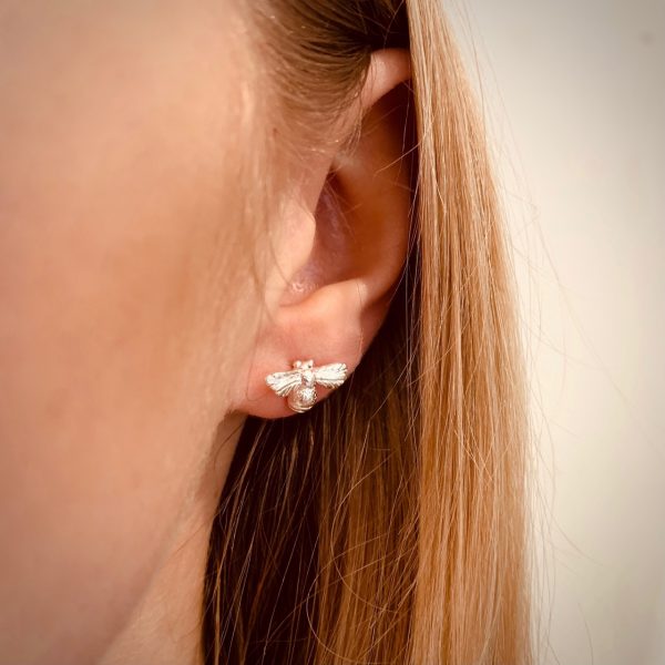 Silver Bee Stud Earrings - Image 2