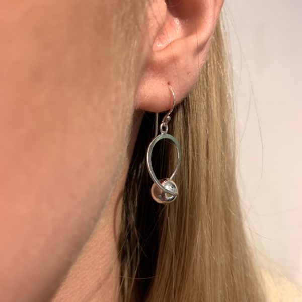 Silver Ball Drop Earrings - Image 3