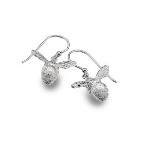 Silver Bee Drop Earrings