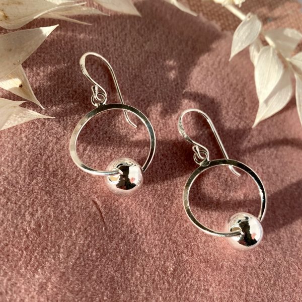Silver Ball Drop Earrings - Image 2