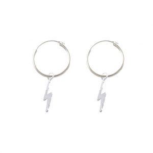 Silver Lightening Hoops