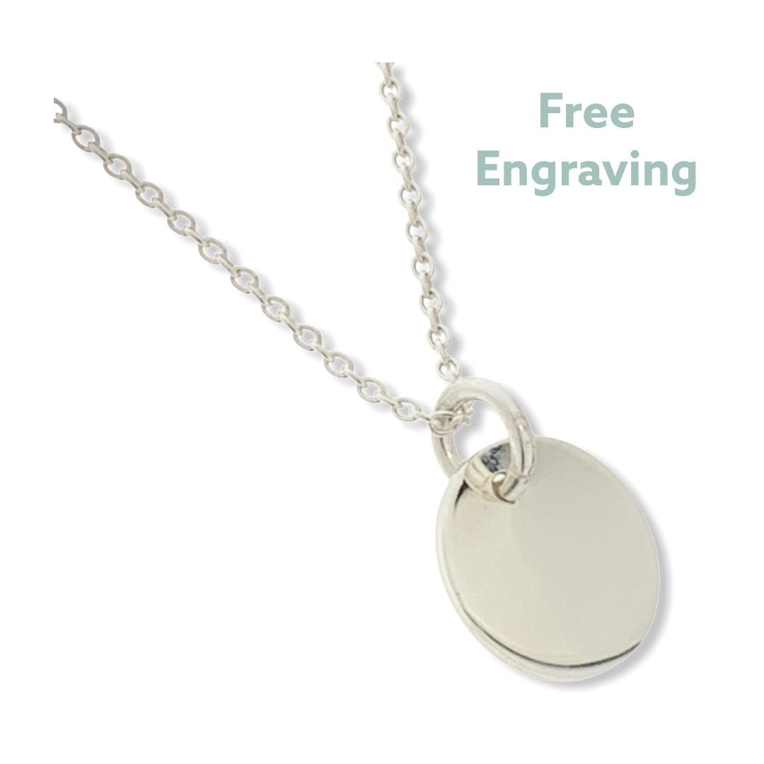 Personalised silver disc necklace deals