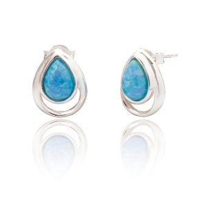 Blue Opal Teardrop stud earrings