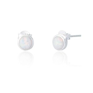 White Opal Stud earrings