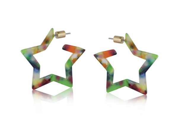 Green Mix Star Resin Hoops