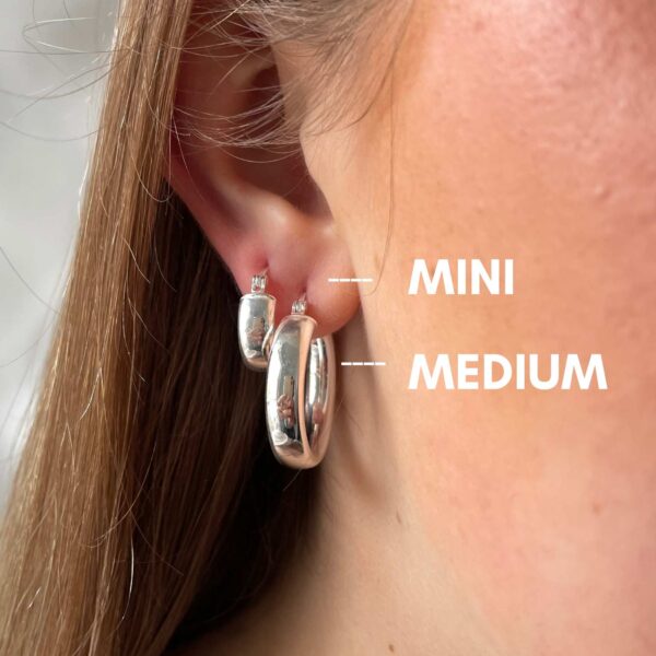 Mini Silver Chunky Hoops - Image 2