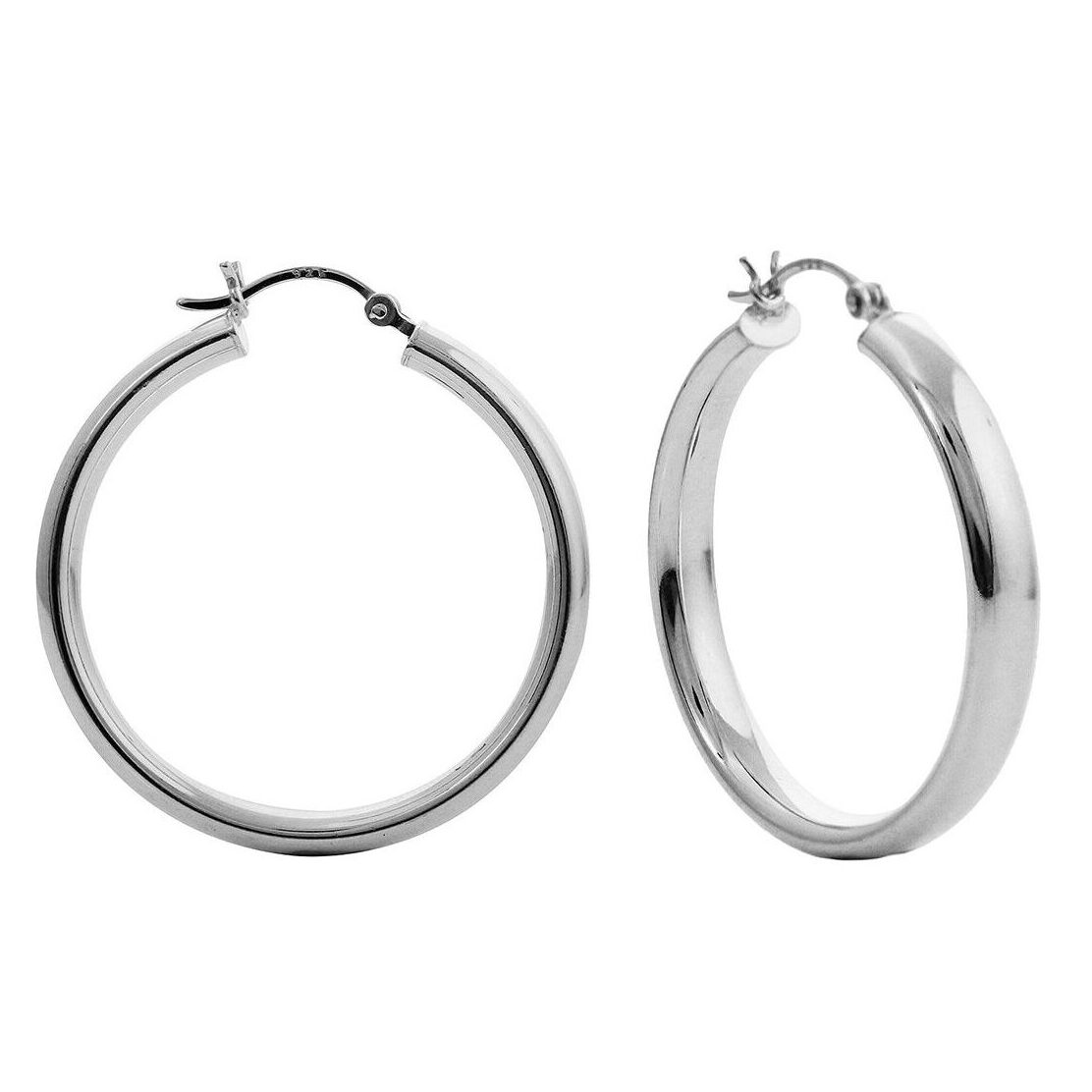 Simply Silver Medium Sleeper Hoop Earrings, Silver at John Lewis & Partners