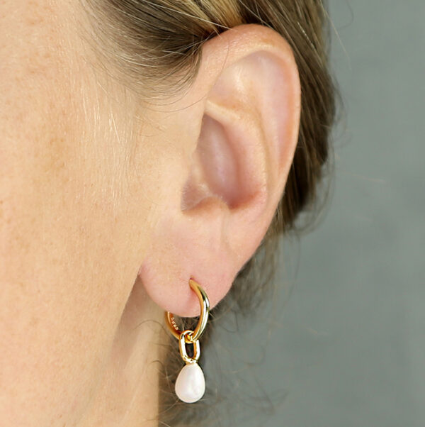 Gold Pearl Hoops - Image 2