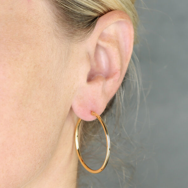 Thin Gold Hoop earrings - Image 2