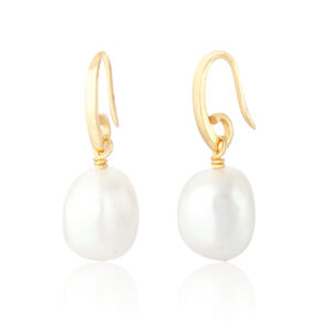 Gold Large Pearl Drop Earrings