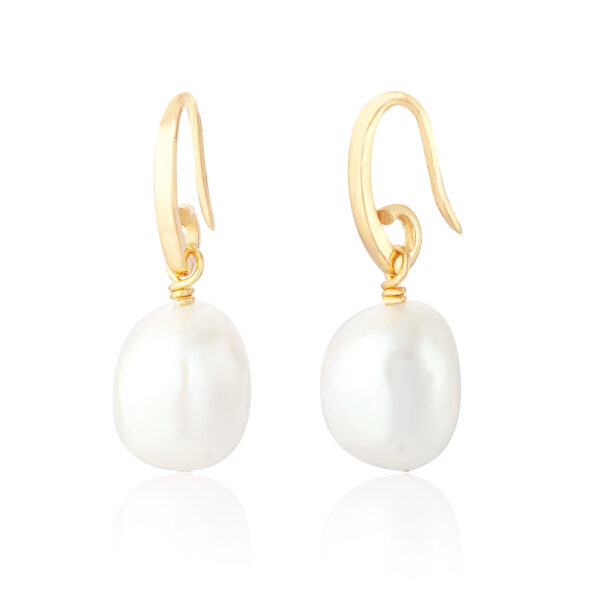 Gold Large Pearl Drop Earrings