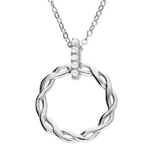 Woven Circle Silver Necklace