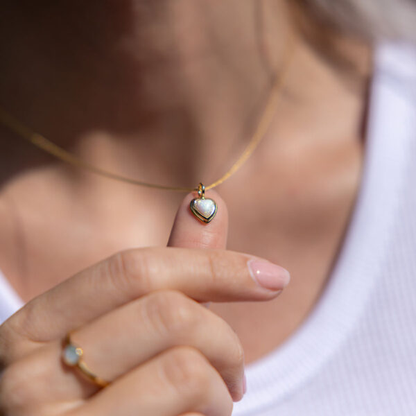 White Opal Heart Necklace - Image 2