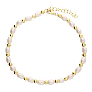 Freshwater Pearl and gold bead bracelet